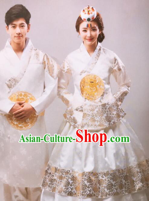Korean Traditional Wedding Fashion 2 Sets Wedding Hanboks Bride and Groom Costumes