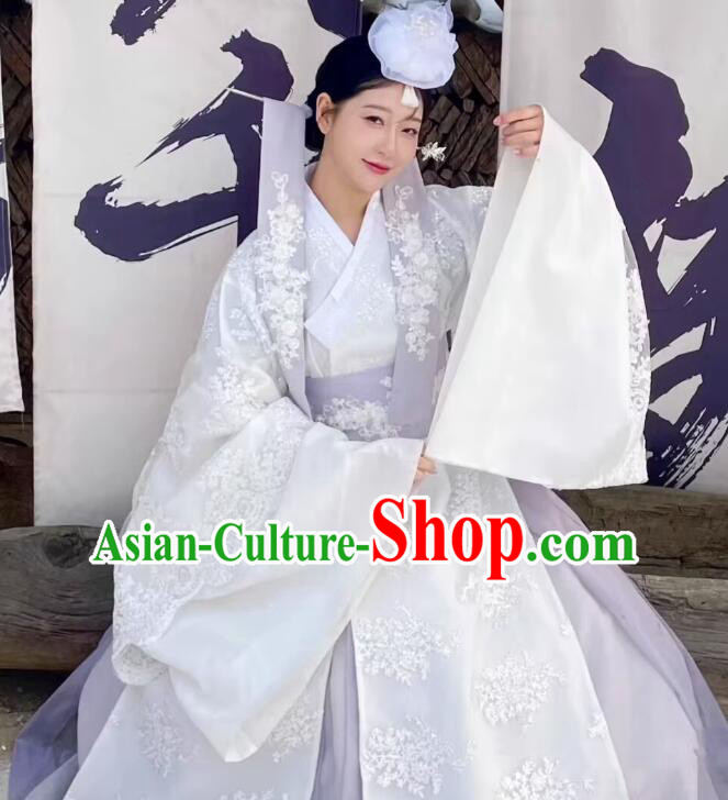 Korean Wedding Dress Bride White Fashion Princess Hanbok Traditional Costume Complete Set