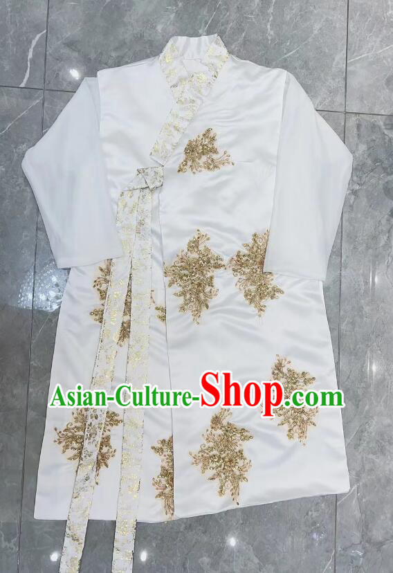 Korean Prince Hanbok Traditional Costume Wedding Groom Fashion Ancient Scholar White Outfit