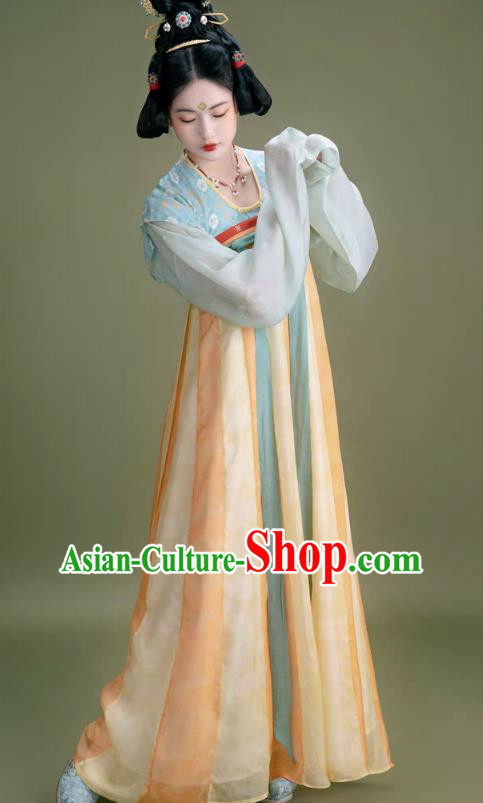 China Tang Dynasty Palace Lady Clothing Traditional Costumes Ancient Royal Princess Silk Dresses Woman Hanfu