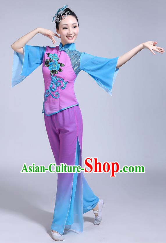 Classical Dance Performance Costume Female Elegant Fan Umbrella Dance New National Dance Costume Performance Square Dance Yangko Costume