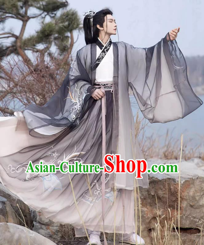 Chinese Jin Dynasty Noble Childe Costumes Traditional Male Hanfu Ancient Swordsman Clothing