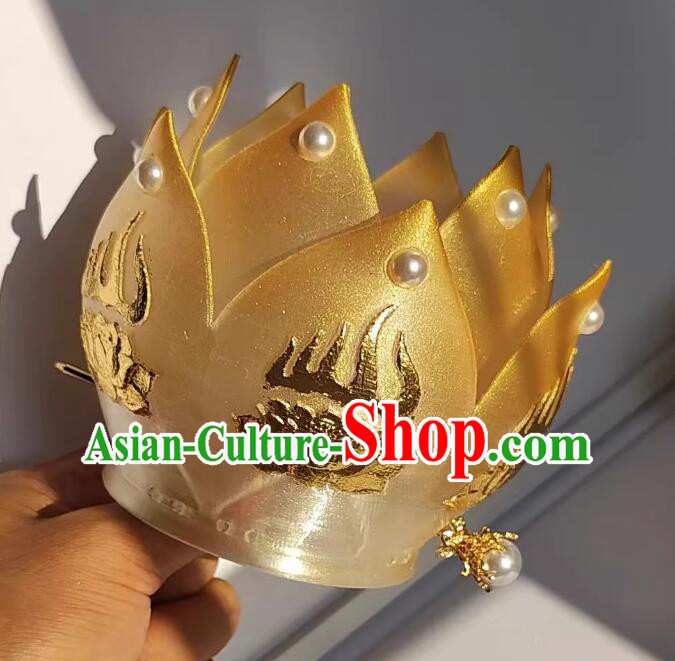 Chinese Handmade Song Dynasty Headdress Hanfu Hair Jewelries Ancient Empress Golden Lotus Crown