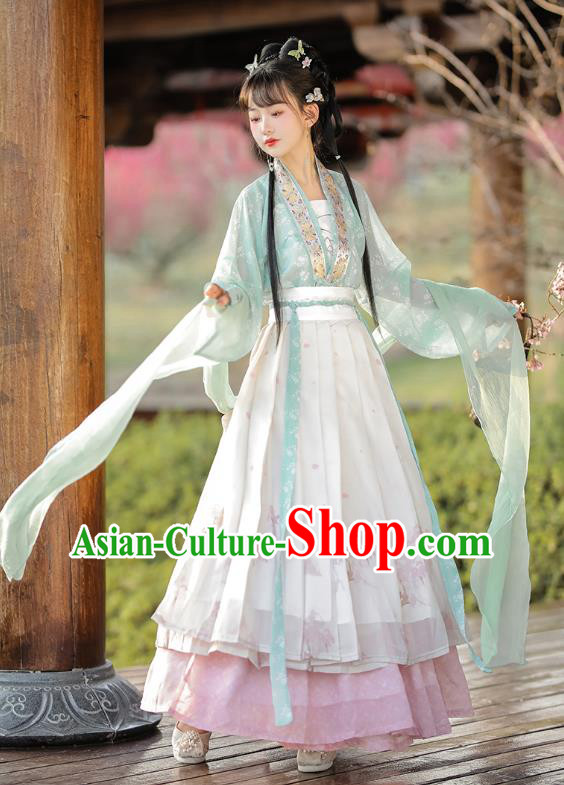 Ancient Song Dynasty Young Lady Clothing China Female Costumes Traditional Hanfu Dress