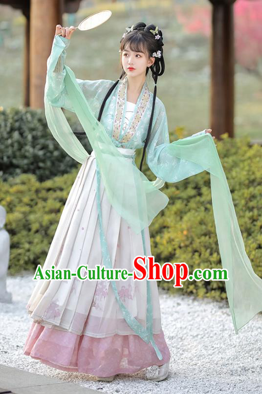 Ancient Song Dynasty Young Lady Clothing China Female Costumes Traditional Hanfu Dress