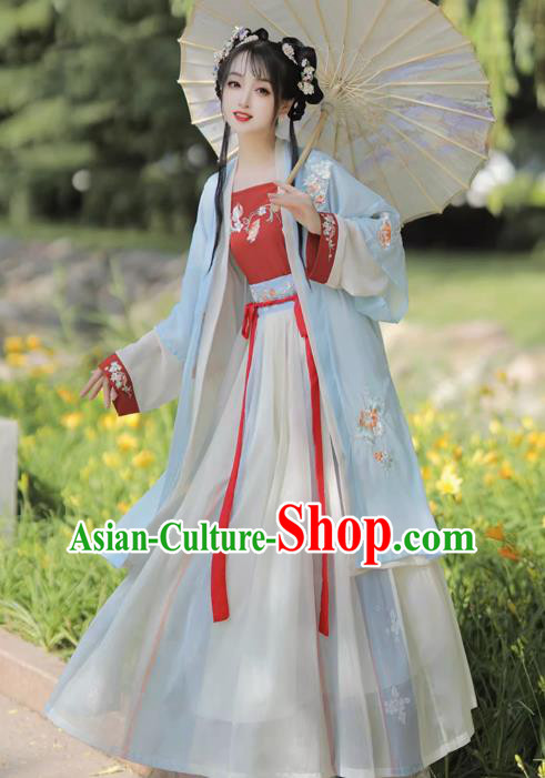 China Traditional Hanfu Woman Costumes Ancient Young Lady Dresses Song Dynasty Village Girl Clothing