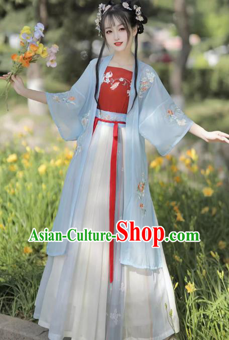 China Traditional Hanfu Woman Costumes Ancient Young Lady Dresses Song Dynasty Village Girl Clothing