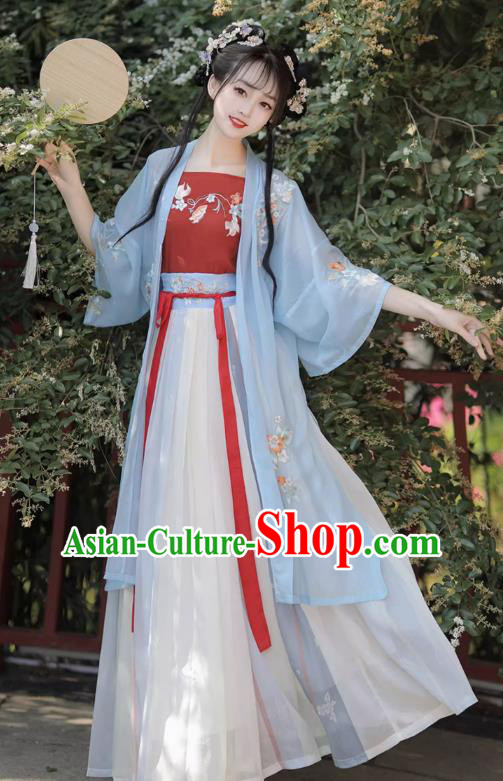 China Traditional Hanfu Woman Costumes Ancient Young Lady Dresses Song Dynasty Village Girl Clothing