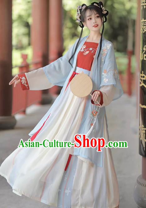 China Traditional Hanfu Woman Costumes Ancient Young Lady Dresses Song Dynasty Village Girl Clothing