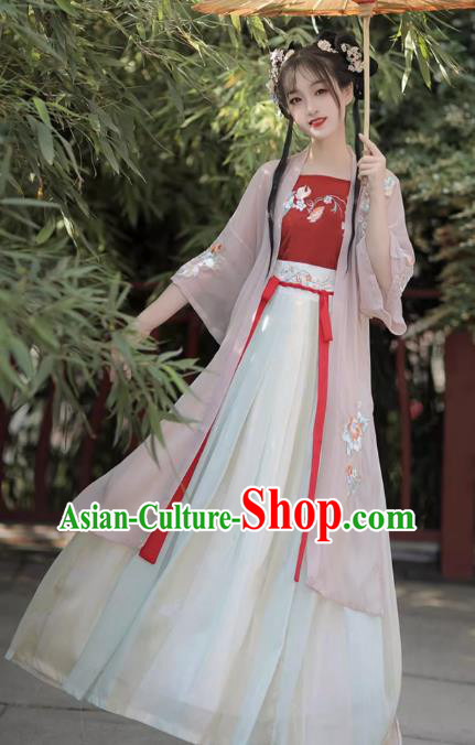 China Traditional Hanfu Woman Costumes Ancient Young Lady Dresses Song Dynasty Village Girl Clothing