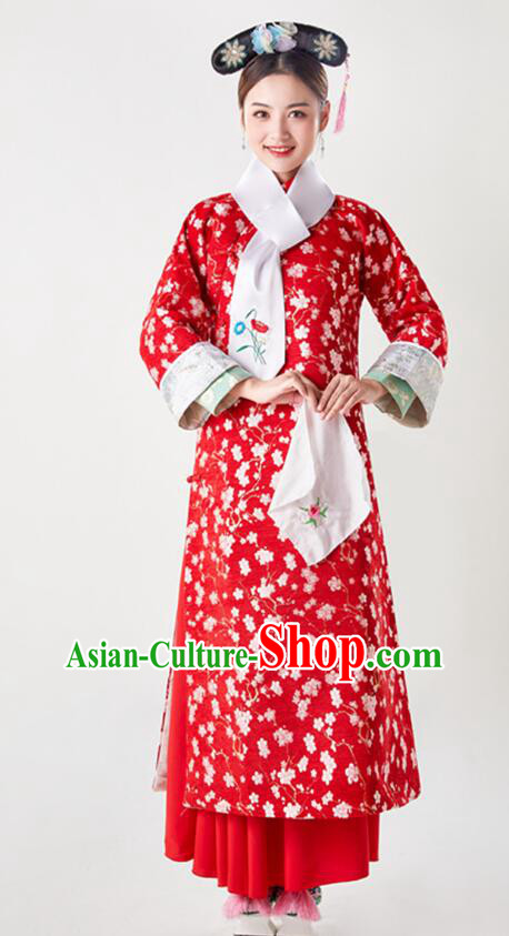 China Ancient Imperial Consort Costumes Qing Dynasty Princess Clothing TV Series Manchu Woman Red Dress