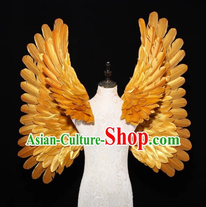 Top Model Stage Catwalks Props Brazilian Carnival Angel Wings Show Golden Feather Wings