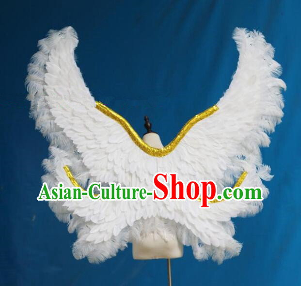 Top Show White Feather Wings Model Catwalks Props Brazilian Carnival Angel Wings