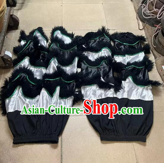Handmade 2 Pairs Lion Dance Pants Adult Size White Satin Trousers with Black Fur China Lion Dance Competition Costumes