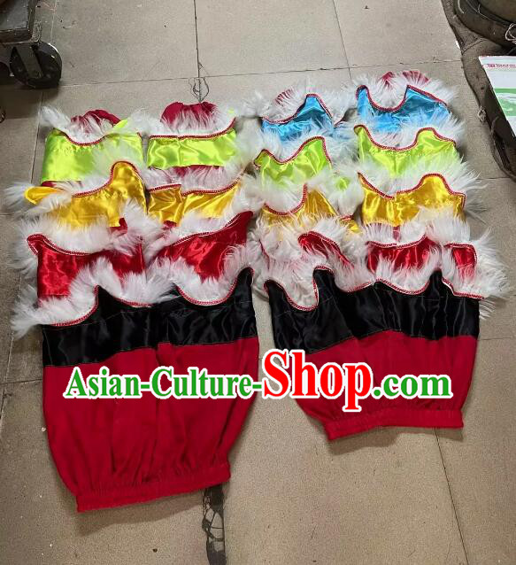 Handmade China Lion Dance Competition Costumes 2 Pairs Lion Dance Pants Adult Size Colorful Satin Trousers with White Fur