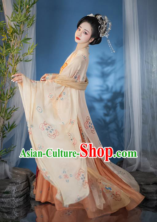 China Ancient Noble Woman Costume Tang Dynasty Imperial Concubine Dress Traditional Hanfu Ruqun Clothing