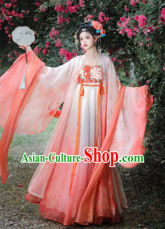 China Ancient Court Woman Dresses Tang Dynasty Royal Empress Clothing Traditional Hanfu Hezi Qun for Women