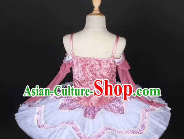 Children Spring And Summer Sequined Gauze Skirt Long Sleeved TUTU Ballet Dance Suspenders Performance Costume Stage Dress Female