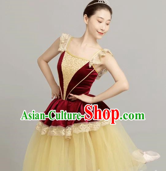 Women Sequined Gauze Dress Performance Costume Palace Wind Tutu Skirt Long Skirt Performance Costume Stage Costume