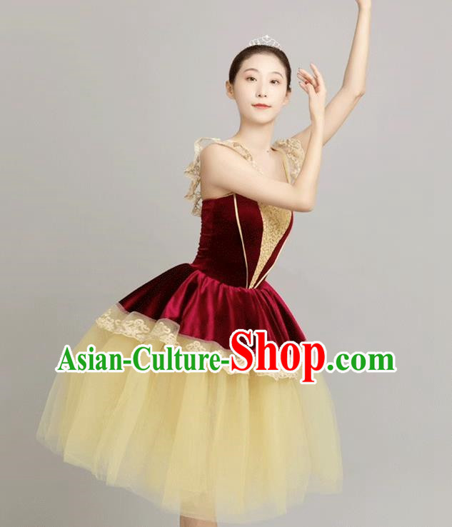 Women Sequined Gauze Dress Performance Costume Palace Wind Tutu Skirt Long Skirt Performance Costume Stage Costume