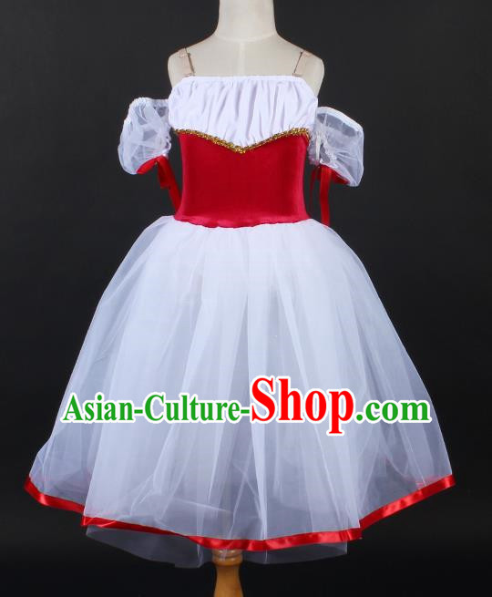 Children Long Ballet Dance Skirt One Shoulder Stage Princess Dress Costume Stage Costume