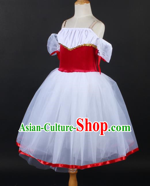 Children Long Ballet Dance Skirt One Shoulder Stage Princess Dress Costume Stage Costume