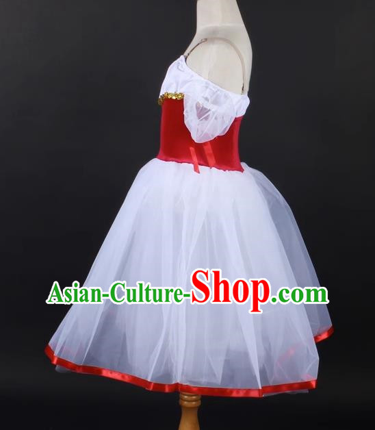 Children Long Ballet Dance Skirt One Shoulder Stage Princess Dress Costume Stage Costume