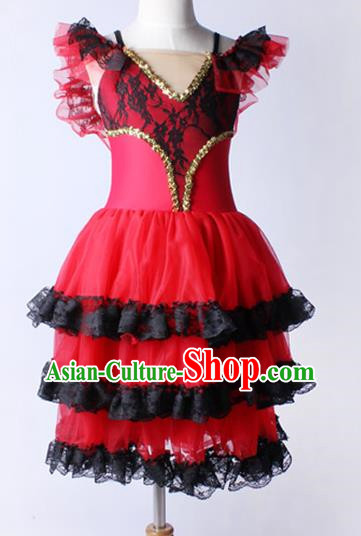 Women Gauze Skirt Lace Costume Stage Costume Ballet Dance Skirt Chiffon Lace Folk Dance Skirt