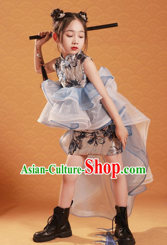 Children Cheongsam Chinese Style Girl Model Catwalk Show Dress
