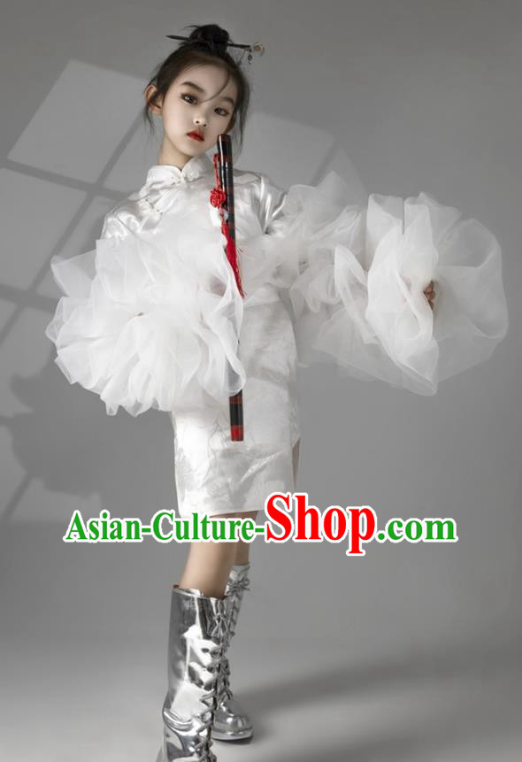 Girls Model Competition Catwalk Show Chinese Style Cheongsam Suit Children Performance Cos Clothing Classical Style