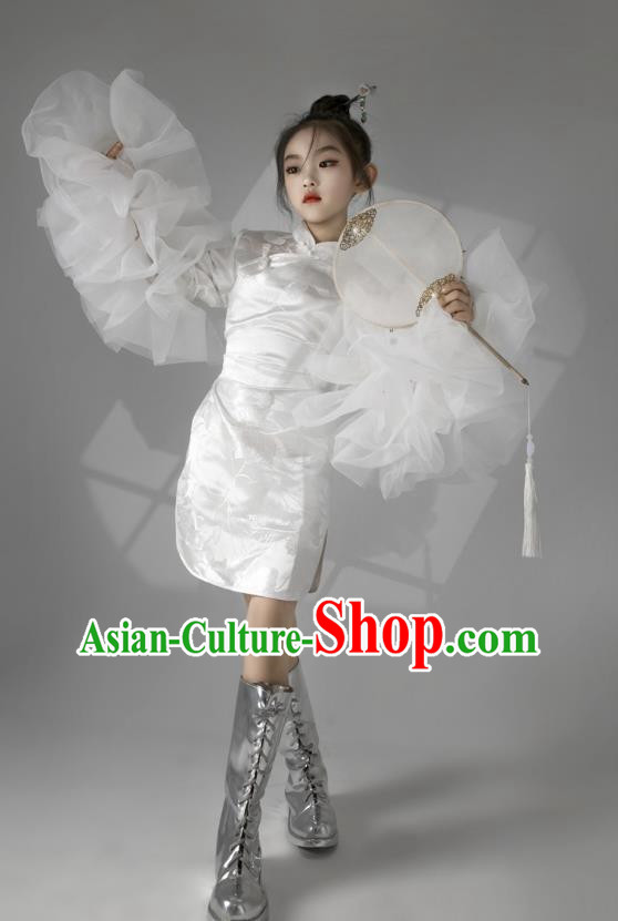 Girls Model Competition Catwalk Show Chinese Style Cheongsam Suit Children Performance Cos Clothing Classical Style