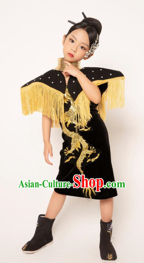 Girls Runway Model Catwalk Dress Martial Arts Trendy Children Dress Girls Twenty Four Solar Terms Chinese Style Show Catwalk