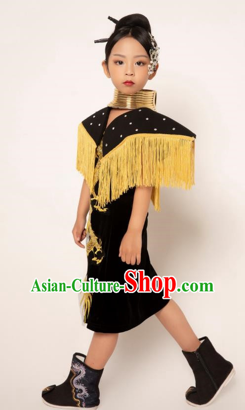Girls Runway Model Catwalk Dress Martial Arts Trendy Children Dress Girls Twenty Four Solar Terms Chinese Style Show Catwalk