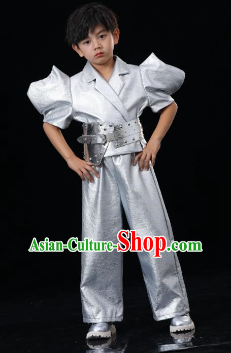 Boys Yuan Universe Technology Sense Performance Photography Clothing Children Catwalk Silver Technology Sense Performance Clothing Futuristic Fashion Clothing