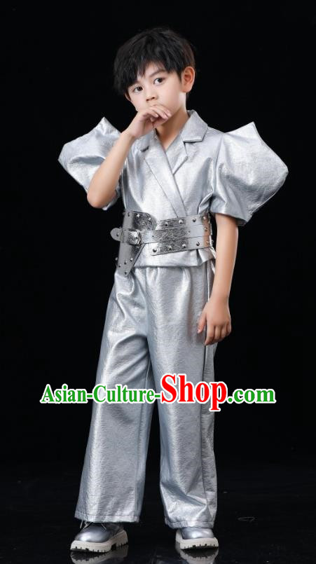 Boys Yuan Universe Technology Sense Performance Photography Clothing Children Catwalk Silver Technology Sense Performance Clothing Futuristic Fashion Clothing