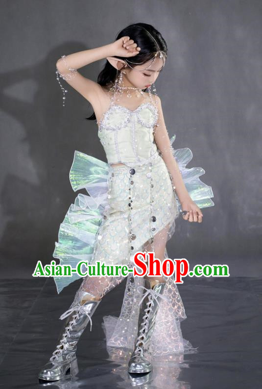 Mermaid Ji Sequined Mermaid Dress Girls Dress COS Mermaid Costume Children Ocean Wind Catwalk Costume Mermaid