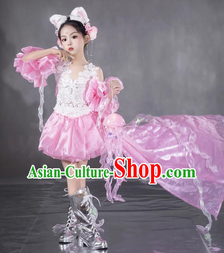 Girls Pink Fairy Dress Dress Spring Equinox Sea Of Flowers Catwalk Catwalk Sweet Dress