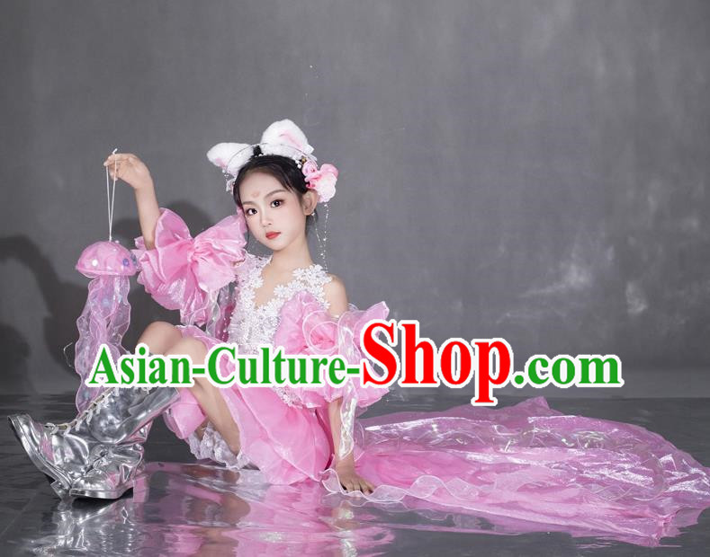 Girls Pink Fairy Dress Dress Spring Equinox Sea Of Flowers Catwalk Catwalk Sweet Dress