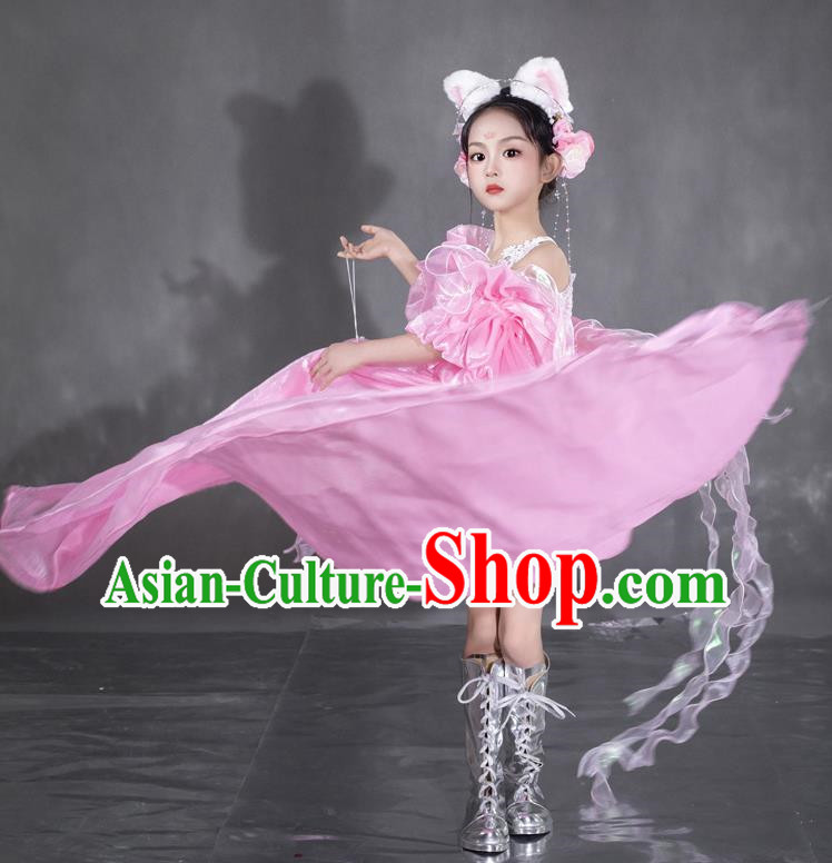 Girls Pink Fairy Dress Dress Spring Equinox Sea Of Flowers Catwalk Catwalk Sweet Dress