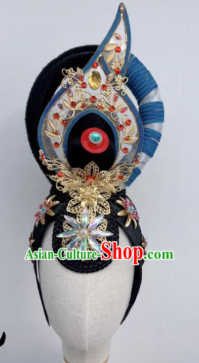 Classical Dunhuang Dance Headgear Brahmaland Ancient Style Flying Hair Bun Performing Wig Headgear Ancient Costume Modeling Hair Bag Hair Accessories