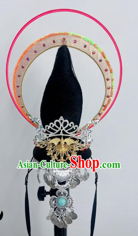 Chinese Classical Dance Headdress Dunhuang Flying Western Regions Lantern Dance Five Stars Out Of The Oriental Silk Road National Performance Wig Hair Accessories