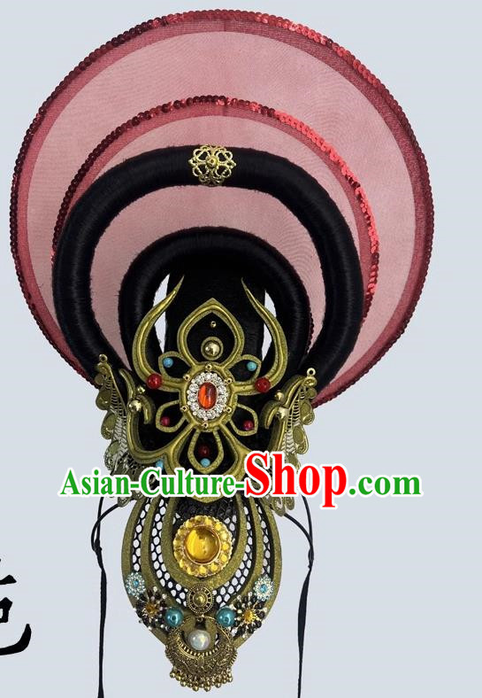 Chinese Classical Dance Headdress Dunhuang Flying Western Regions Lantern Dance Five Stars Out Of The Oriental Silk Road National Performance Wig Hair Accessories