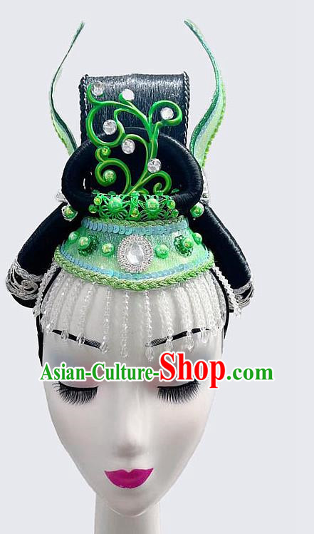 Chinese Classical Dance Headdress Costume Performance Flying Chang E Hair Bun Wig Stick Hair Crown Headdress Tang Dynasty Imperial Concubine Dunhuang