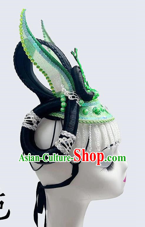 Chinese Classical Dance Headdress Costume Performance Flying Chang E Hair Bun Wig Stick Hair Crown Headdress Tang Dynasty Imperial Concubine Dunhuang