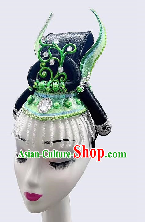 Chinese Classical Dance Headdress Costume Performance Flying Chang E Hair Bun Wig Stick Hair Crown Headdress Tang Dynasty Imperial Concubine Dunhuang