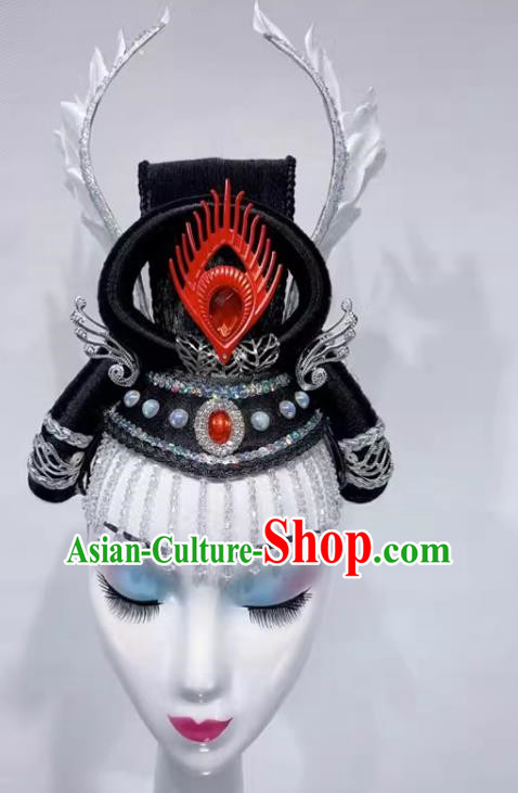 Chinese Classical Dance Headdress Costume Performance Flying Chang E Hair Bun Wig Stick Hair Crown Headdress Tang Dynasty Imperial Concubine Dunhuang