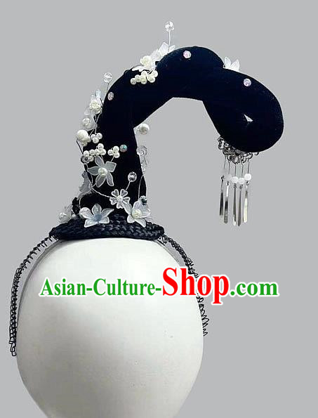 Chinese Classical Dance Headdress Ancient Costume National Dance Hanfu Wig Hair Bun Beauty Line Dance Hair Accessories Flying Performance