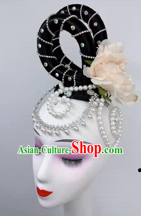 Chinese Classical Dance Taoli Cup Hanfeng Liying Repertoire Dance Headdress Art Examination National Dance Hair Decoration Wig