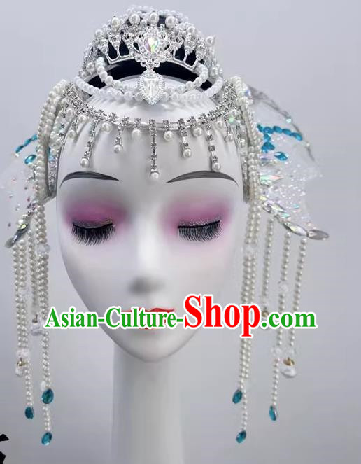 Modern Dance Mermaid Dance Headdress New Heavy Industry Beaded Tassel Forehead Chain Exotic Dance Headdress
