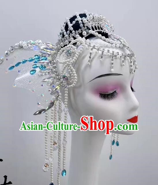 Modern Dance Mermaid Dance Headdress New Heavy Industry Beaded Tassel Forehead Chain Exotic Dance Headdress